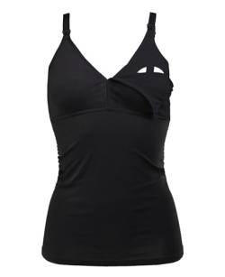 Herzmutter Stilltop Baumwolle - einfache Stillfunktion - integriertes Bustier-BH mit Clip-Verschlüssen - 1er & 2er-Set - 5400 (XXL, Schwarz, 1x) von Herzmutter