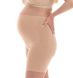 Herzmutter Umstandsslip Baumwolle - Schwangerschaftsslip - Langes Bein - Überbauch-Shorts - Hohe Taille - 1er & 2er-Set - 5000 (M, Beige) von Herzmutter