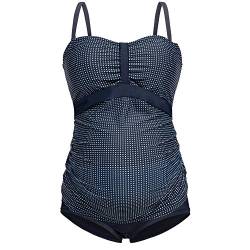 Herzmutter Umstandstankini-Schwangerschafts-Bademode - Zweiteiler-Badeanzug für Schwangere - Unterbauch-Hose - Bandeau-Tankini - 7000 2.0 (M, Punkte) von Herzmutter