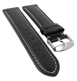 Herzog Bio-Leder Uhrenarmband 18mm - 28mm | Kalbsleder schwarz, mit Kontrastnaht 20540S, Stegbreite:18mm von Herzog