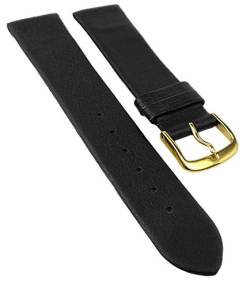 Herzog Ersatzband Clipband | Leder in schwarz Dornschließe goldfarben 32558G, Stegbreite:10mm von Herzog