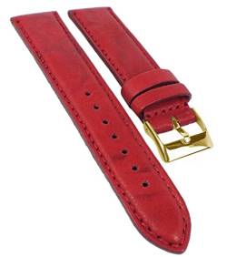 Herzog Mailand Ersatzband Uhrenarmband | Leder rot mit atmungsaktiver Perforierung 33720, Stegbreite:22mm, Schließe:Gelbgolden von Herzog