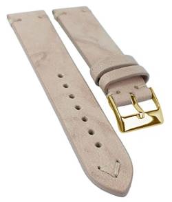 Herzog Parma Ersatzband Uhrenarmband | Leder beige mit Ziernaht 33667, Stegbreite:22mm, Schließe:Gelbgolden von Herzog