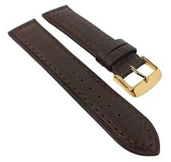 Herzog Uhrenarmband Leder Soft-Bull braun 20mm 28603, Schließe:Gelbgolden von Herzog