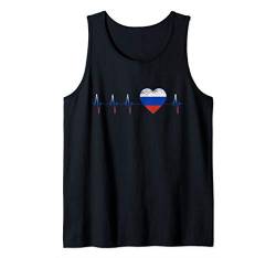 Russische Heartbeat I Love Russia Flagge Herz Puls Tank Top von Herzschlag Liebe mein Land