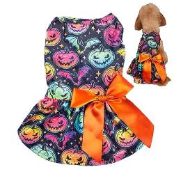 Hund Katze Halloween Tuch, Lustige Kürbis-Geister-Skelett-Haustierröcke, Lustige Gespenster-Skelett-Haustierröcke mit Fliege, Outfits für kleine Hunde und Katzen. Heshi von Heshi