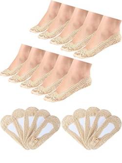 10 Paar No Show Spitze Boot Socken Rutschfeste Socken Unsichtbare Socken für Damen Gefälligkeiten (Hautfarbe) von Hestya