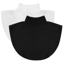 Hestya Damen Abnehmbare Rollkragen Gefälschter Einsatz Krageneinsatz (Schwarz, Weiß, 2 Stücke) von Hestya