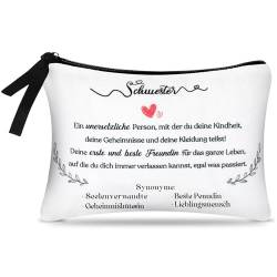 Hestya Geschenk für Frauen Kleine Kosmetiktasche Tragbarer Kulturbeutel Make up Tasche mit Reißverschluss Kleine Schminktasche für Schwester Beste Freundin Mädchen Geburtstag (Schwester) von Hestya