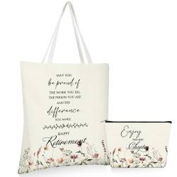 Hestya Ruhestand Geschenke für Frauen Segeltuch Tragetaschen May You Be Proud of The Work Inspirierende Make up Tasche Dankeschön Geschenk für Lehrerin Abschiedsgeschenk für Kollegin Arbeitskollegin von Hestya