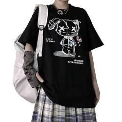 Frauen-Schmutz-T-Shirt Gothic Bear Tops drucken Harajuku koreanische Kleidung (Black,L) von Hewlshawn