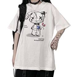 Frauen-Schmutz-T-Shirt Gothic Bear Tops drucken Harajuku koreanische Kleidung (White,M) von Hewlshawn