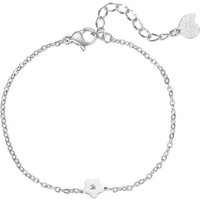 Hey Happiness Charm-Armband Blume Roségold vergoldet, Ankerkette 14.5-18.5 cm verstellbar, Edelstahl Damen Armkette Zirkon, wasserfest von Hey Happiness