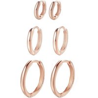 Hey Happiness Creolen-Set Layer Silber 925 Klein Mittel Groß, Basic Silber Ohrringe Set, 6er Set Stacking Ohrringe Damen rund, 18K Roségold Gold von Hey Happiness