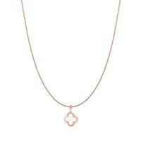 Hey Happiness Kette mit Anhänger Kreuz Damen lang hängend, Perlmutt Anhänger, 18K Gold Roségold Schlangenkette Kleeblatt Vierblatt, wasserfest von Hey Happiness