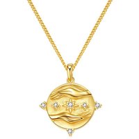 Hey Happiness Kette mit Anhänger mit Gravur Damen Silber 925 hängend, Statementkette Abundance mit Bedeutung, Halskette Anhänger Stern Zirkonia, 18K vergoldet Glücksbringer von Hey Happiness