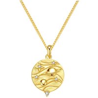 Hey Happiness Kette mit Anhänger mit Gravur Possibility, Damen Statementkette Silber 925 Planet mit Bedeutung, Halskette Anhänger Sterne Zirkonia, 18K vergoldet Glücksbringer von Hey Happiness