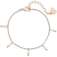 Hey Happiness Perlenarmband Damen Edelstahl, Armkette Perlen 18K Gold Roségold, Edelstahl Kettchen Perle weiß hängend, wasserfest von Hey Happiness