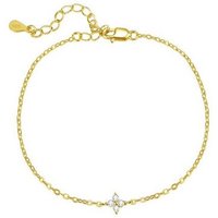 Hey Happiness Silberarmband Blume Zirkon Kettchen, 18K Gold, 925 Silber Armkette Damen Blüte Kristall, Brautschmuck von Hey Happiness