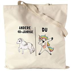 Hey!Print 40. Geburtstag Jutebeutel Stoffbeutel Canvas mit Spruch Frauen Lustig Einhorn 40 Jahre Geschenk Idee Andere 40 Jährige von Hey!Print