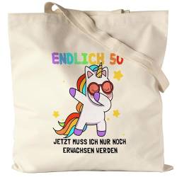 Hey!Print Endlich 50 Jutebeutel Geburtstag Einhorn Lustig Spruch Frauen Geschenkidee Mädchen 50. Geburtstag 50 Jahre von Hey!Print