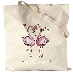 Hey!Print Flamingo Flamazing Jutebeutel Valentinstag Freundin Freund Süß Geschenkidee Paar Liebe Couple Jahrestag Bio-Baumwolle von Hey!Print