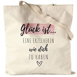 Hey!Print Glück Ist Eine Erzieherin Wie Dich Zu Haben Jutebeutel Stoffbeutel Canvas Geschenk Danke Sagen Kindergarten von Hey!Print