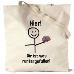 Hey!Print Hier dir ist etwas runtergefallen Jutebeutel Lustig Spruch Gehirn Strichfigur von Hey!Print