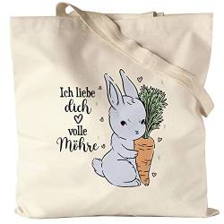 Hey!Print Ich Liebe Dich Volle Möhre Jutebeutel Stoffbeutel Canvas Hase Mit Karotte Süßes Geschenk Kaninchen Möhre von Hey!Print