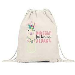 Hey!Print Mir Egal Ich Bin Ein Alpaka Turnbeutel Gymsack Süßes Alpaka Motiv Geschenkidee Alpaka-Fans von Hey!Print