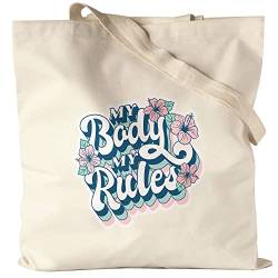 Hey!Print My Body My Rules Jutebeutel Stoffbeutel Canvas Spruch Motiv Geschenk für Superheldinnen Frauenpower Frauentag Feminismus von Hey!Print