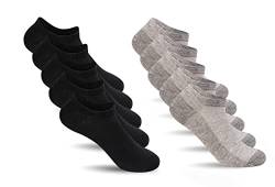 HeyUU 10 Paar Sneaker Socken Herren & Damen Baumwolle Füßlinge Socken mit Mesh Atmungsaktiv 5xSchwarz+5x Grau 39-42 von HeyUU