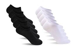 HeyUU 10 Paar Sneaker Socken Herren & Damen Baumwolle Füßlinge Socken mit Mesh Atmungsaktiv 5xSchwarz+5x Weiß 43-46 von HeyUU