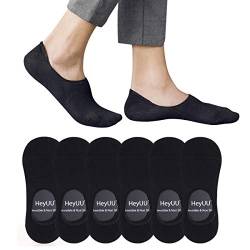 HeyUU 6 Paar Herren & Damen Baumwolle Kurze Sneakersocken Füßlinge Unsichtbare Sneaker Socken Mit 8 Rutschfeste Silikonstreifen(6x Schwarz,35-38) von HeyUU