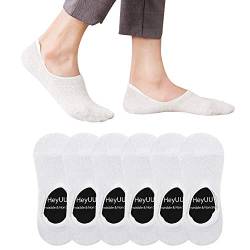 HeyUU 6 Paar Herren & Damen Baumwolle Kurze Sneakersocken Füßlinge Unsichtbare Sneaker Socken Mit 8 Rutschfeste Silikonstreifen(6x Weiß,35-38) von HeyUU