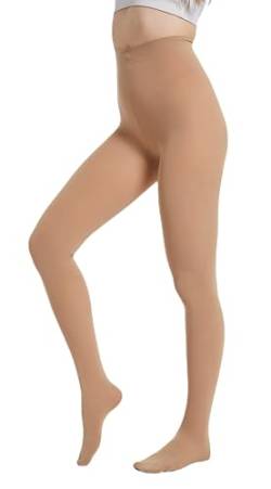 HeyUU Damen Bunte Halb-blickdichte Strumpfhose 80 DEN Microfaser Stützstrumpfhose Dunkelbeige L von HeyUU