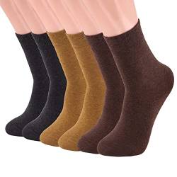 HeyUU Herren Premium 6 Paar Gr.35-46 Socken Freizeitsocken Baumwolle Socken Lange für Business Casual Sportsocken Komfort-Bund Unisex 2x Dunkelgrau+2x Senfgelb+2x Braun von HeyUU