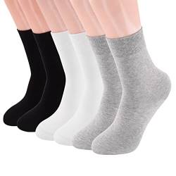 HeyUU Herren Premium 6 Paar Gr.35-46 Socken Freizeitsocken Baumwolle Socken Lange für Business Casual Sportsocken Komfort-Bund Unisex 2x Schwarz+2x Weiß+2x Hellgrau von HeyUU