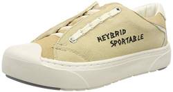 heybrid Damen Sneaker mit Stickerei Schnürhalbschuh, Beige, 36 EU von Heybrid