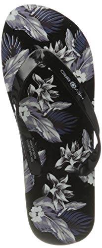 heybrid Unisex Honolulu Zehensandale, Schwarz-Graues Blumen-Muster, 36 EU von Heybrid