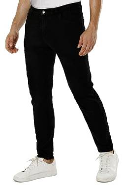Herren Jeans Slim Fit Stretch Denim Jeanshose Für Männer Straight Fit Röhrenjeans Herren Schwarz 30W/32L von Heyfanee