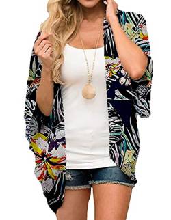 Heynino Blumendruck Sommer Bluse Top Kimono Wraps vorne offen Boho Stil Strickjacke Jacke L von Heynino