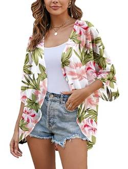 Heynino Damen offener Vorderseite Chiffon Kimono Jacke Bademode Vertuschung Strand Abdeckung up 3XL von Heynino