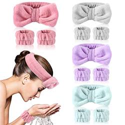 Heyu-Lotus 12-teiliges Spa-Stirnband und Handgelenk-Waschband-Set, Schleife, Gesichts-Make-up-Stirnbänder, elastische Armbänder, Make-up, Bad von Heyu-Lotus