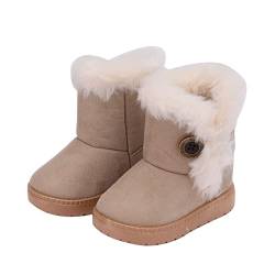 Hezeisoar Kinder Warme Winterstiefel Jungen Mädchen Gefütterte Schneestiefel Baby Leicht Stiefeletten Rutschfest Kleinkindschuhe Weichsohlen Schlupfstiefel Beige,19 EU = 20 Etiketten von Hezeisoar