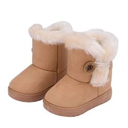 Hezeisoar Kinder Warme Winterstiefel Jungen Mädchen Gefütterte Schneestiefel Baby Leicht Stiefeletten Rutschfest Kleinkindschuhe Weichsohlen Schlupfstiefel Braun,34 EU = 35 Etiketten von Hezeisoar