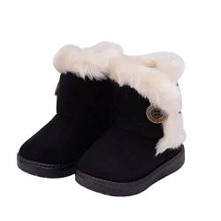 Hezeisoar Kinder Warme Winterstiefel Jungen Mädchen Gefütterte Schneestiefel Baby Leicht Stiefeletten Rutschfest Kleinkindschuhe Weichsohlen Schlupfstiefel Schwarz,21 EU = 22 Etiketten von Hezeisoar