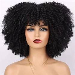 Afro Kinkly Curly Synthetische Perücke Für Schwarze Frauen Natürliche Farbe Hochtemperaturfaser Lockiges Haar Perücke Cosplay von Hgvcfcv