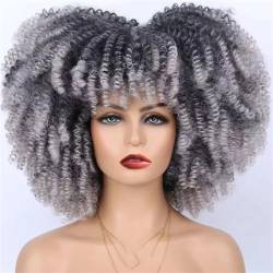 Afro Kinkly Curly Synthetische Perücke Für Schwarze Frauen Natürliche Farbe Hochtemperaturfaser Lockiges Haar Perücke Cosplay von Hgvcfcv