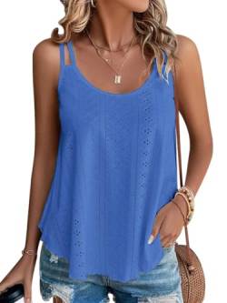 Damen Tank Top Sommer Spaghetti Cami Blusen Tops Oberteile Ärmellose Camisole Shirt Blau M von Hgyfcnb